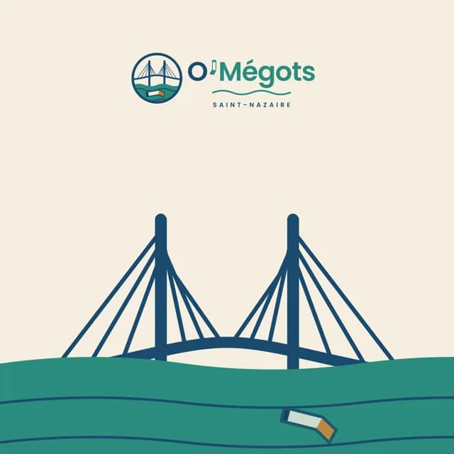 Fond d’écran O’Mégots : le pont de Saint-Nazaire sur l’eau, un mégot qui flotte